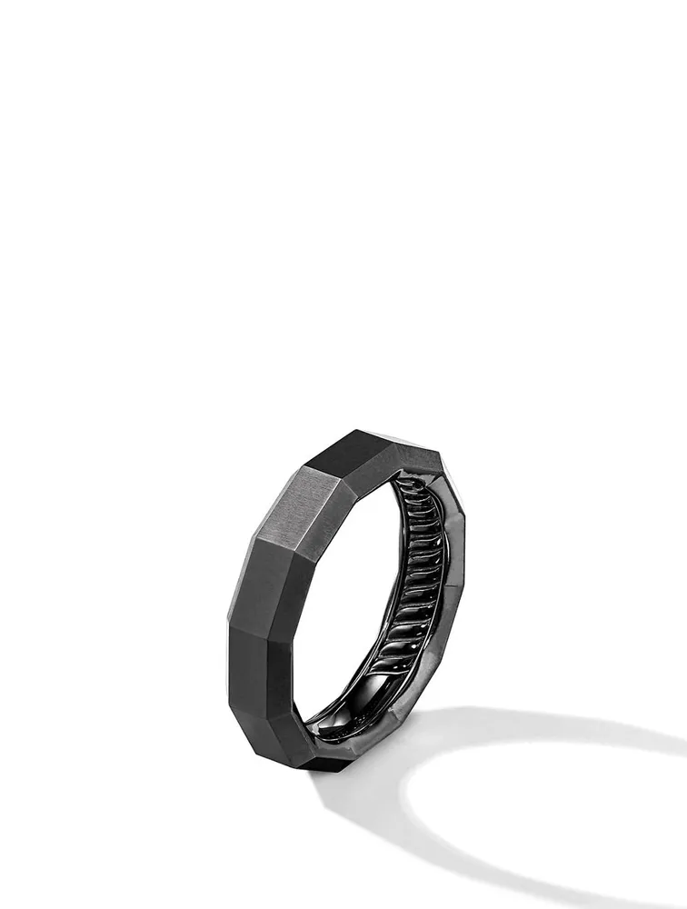 Faceted Band Ring Black Titanium