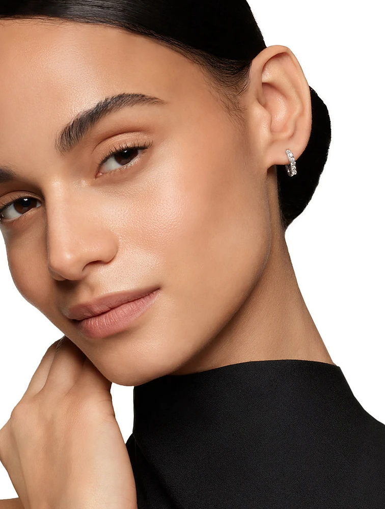 Zig Zag Stax™ Huggie Hoop Earrings In Sterling Silver With Diamonds, 13mm