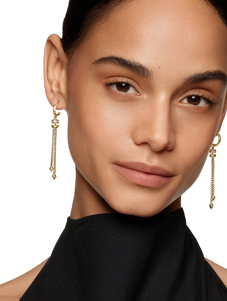 Zig Zag Stax™ Chain Drop Earrings In 18k Yellow Gold With Diamonds, 66mm