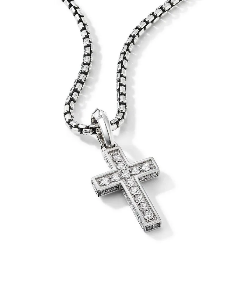 Streamline® Cross Pendant In Sterling Silver With Pavé Diamonds