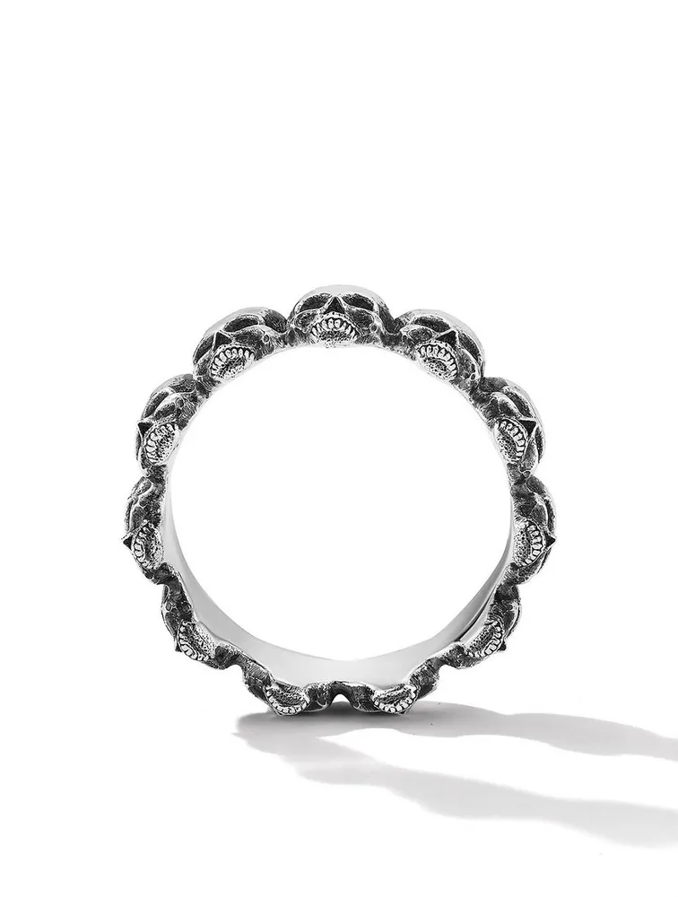 Memento Mori Skull Band Ring Sterling Silver