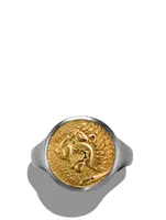 Petrvs® Lion Pinky Ring Sterling Silver With 18k Yellow Gold