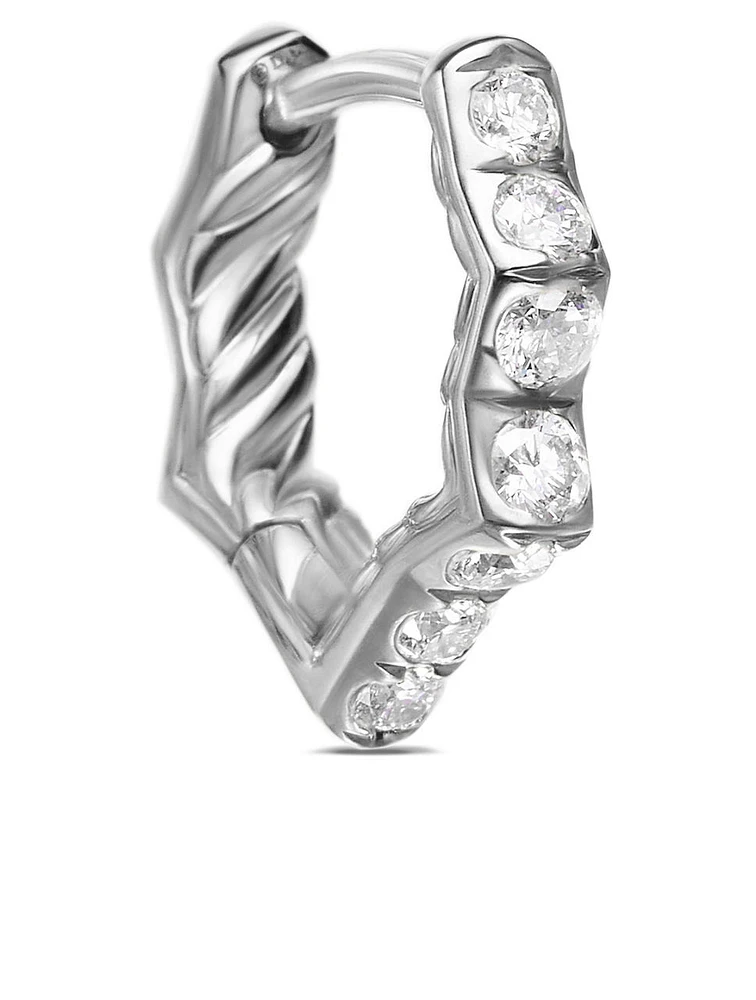 Zig Zag Stax™ Huggie Hoop Earrings In Sterling Silver With Diamonds, 13mm