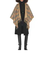 Reversible Check Wool Cape