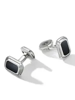 Deco Cufflinks In Sterling Silver With Black Onyx