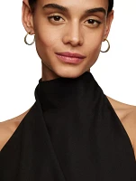 Crossover Hoop Earrings In Sterling Silver With 18k Yellow Gold