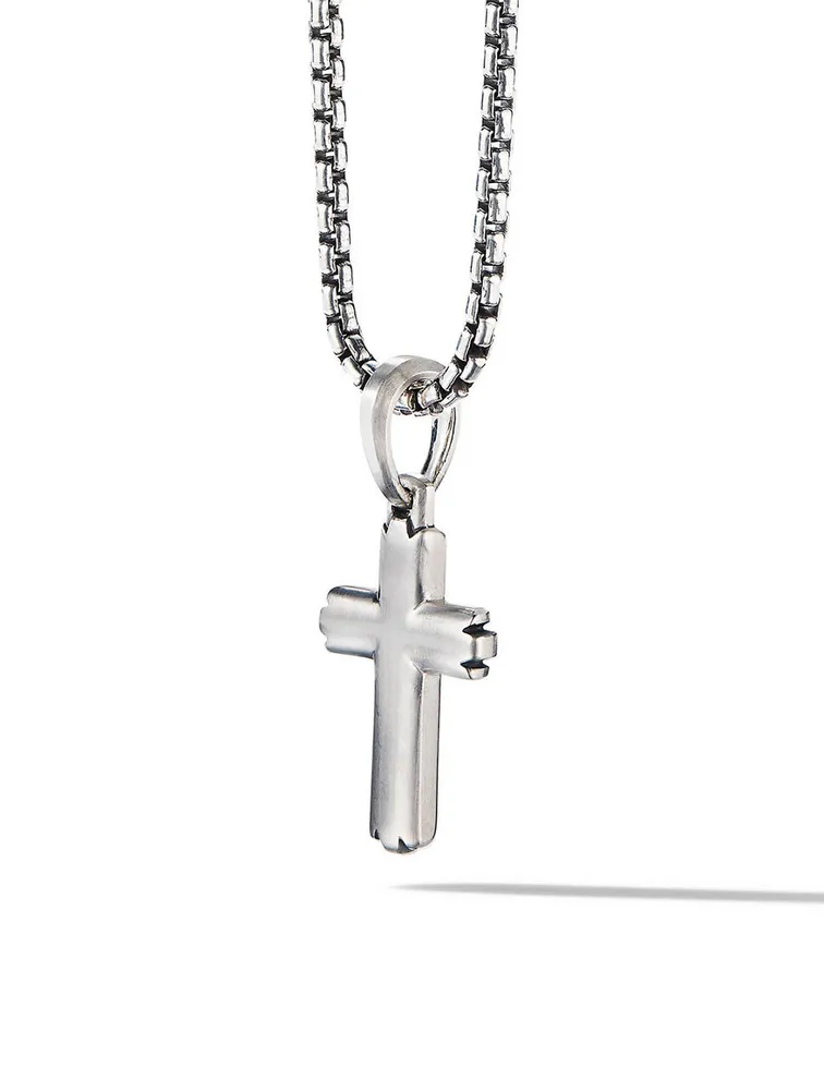 Deco Cross Pendant In Sterling Silver