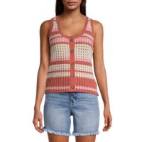 a.n.a Womens Scoop Neck Sleeveless Striped Pullover Sweater