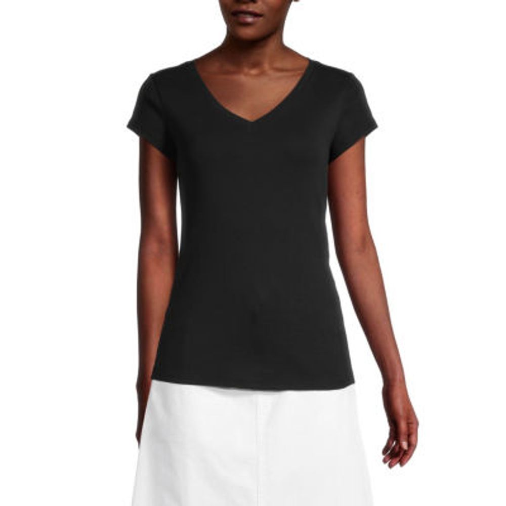 Liz Claiborne Womens Tall V Neck Short Sleeve T-Shirt | Dullest Town Center