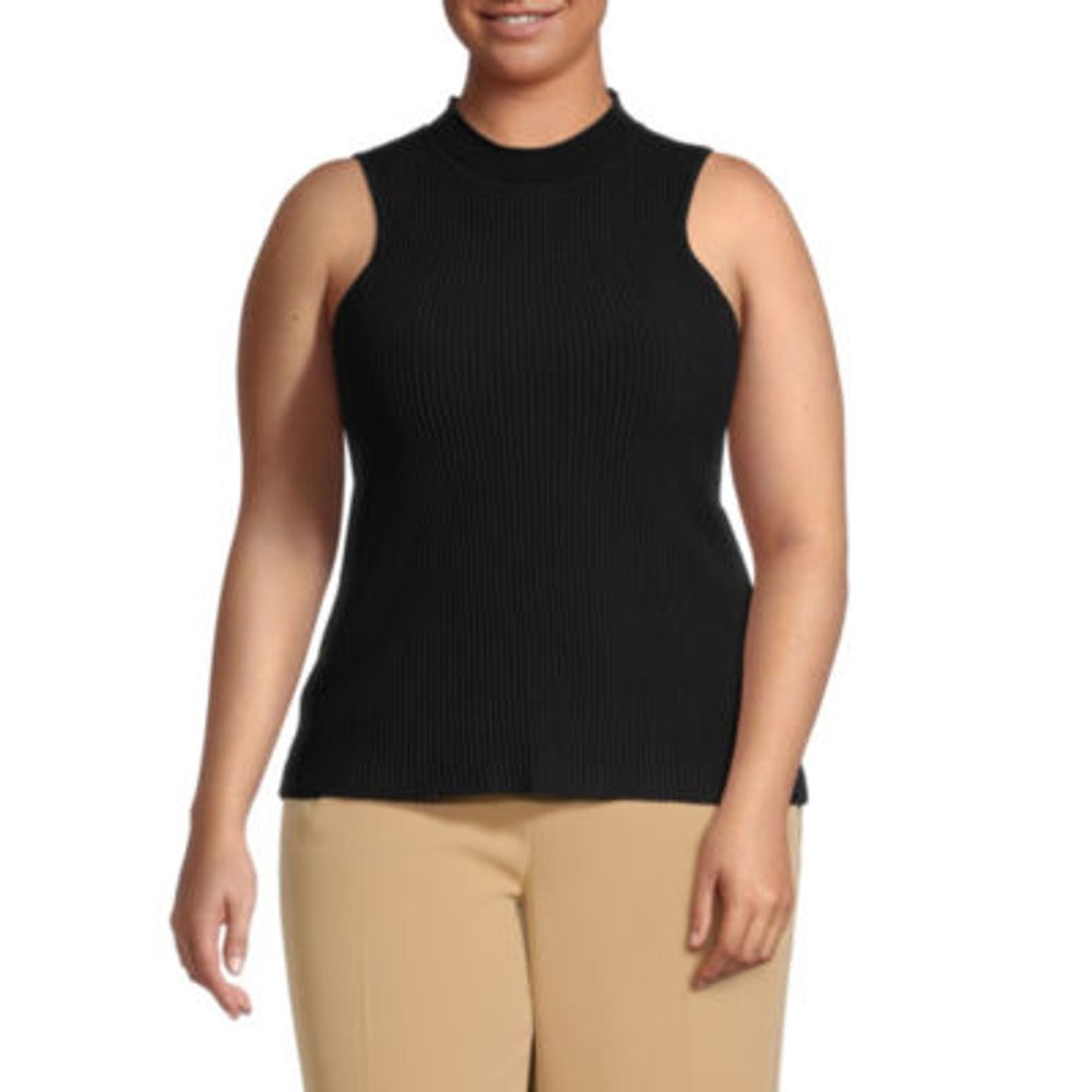 Womens Mock Neck Sleeveless Pullover 