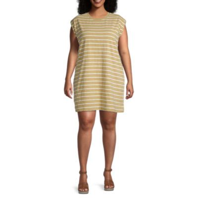a.n.a Short Sleeve Striped T-Shirt Dress Plus