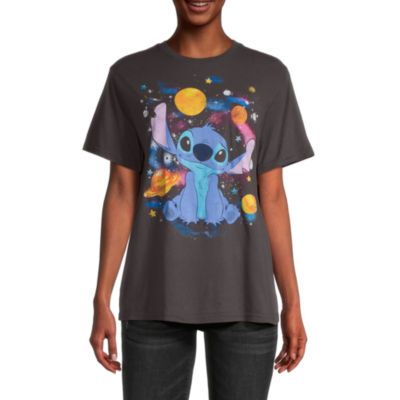 Stitch Planets Juniors Womens Oversized Graphic T-Shirt