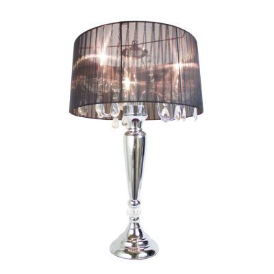 Romantic Sheer Shade Table Lamp with Hanging Crystals