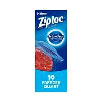 Ziploc Brand Freezer Bags with Grip 'n Seal Technology, Quart, 19 Count