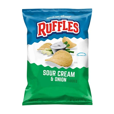 Ruffles Sour Cream & Onion Flavored Potato Chips, 8 oz