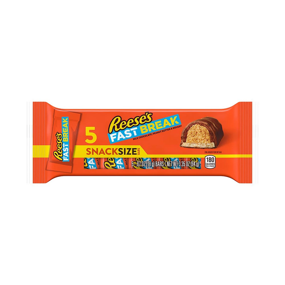 Reese's Fast Break Peanut Butter & Nougats Milk Chocolate Bars, 5 Count