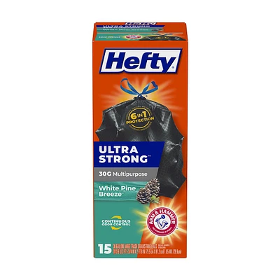 Hefty Ultra Strong Multipurpose Large Trash Bags - White Pine Breeze Scent, 15 Count