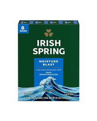 Irish Spring Moisture Blast Deodorant Bar Soap, 8 ct