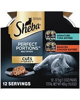 Sheba Perfect Portions Wet Cat Food Cuts in Gravy Signature Tuna Entrée & Roasted Chicken Entrée Variety Pack, (6) 2.6 oz. Twin-Pack Trays