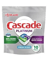 Cascade Dishwasher Detergent Platinum ActionPacs - Fresh Scent, 10 Count