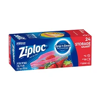 Ziploc Brand Storage Bags with Grip 'n Seal Technology, 24 Count