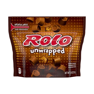 Rolo Chocolate Caramel Unwrapped Candy Bag, 7.6 oz