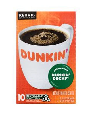 Dunkin' Donuts Decaf Medium Roast K-Cup Coffee Pods, 10 ct