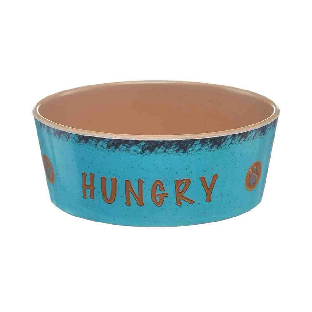 Teal Melamine Dog Bowl