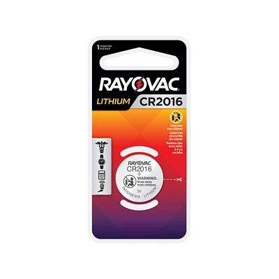 Rayovac Size 2016 3V Lithium Coin Cell Batteries, 1-Pack