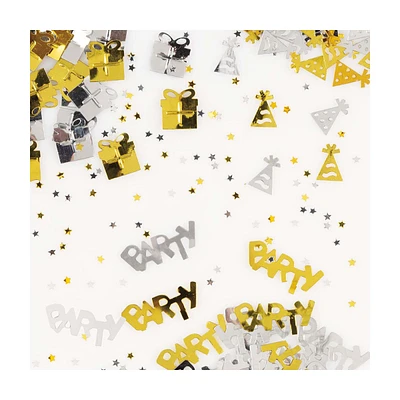 321 Party! Foil Gold & Silver Happy Birthday Confetti, 1.2 oz, 3 pk