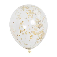 321 Party! Latex Gold Confetti Balloons, 12 in, 6 ct
