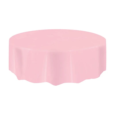 321 Party! Round Plastic Light Pink Tablecloth, 84 in