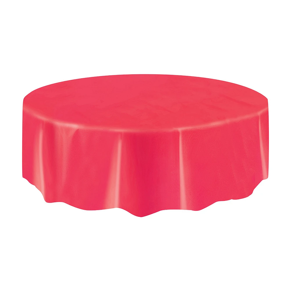 321 Party! Round Plastic Red Tablecloth, 84 in