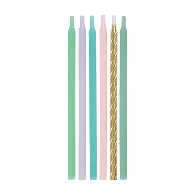 321 Party! Pastel & Metallic Birthday Candles, Assorted, 12 ct
