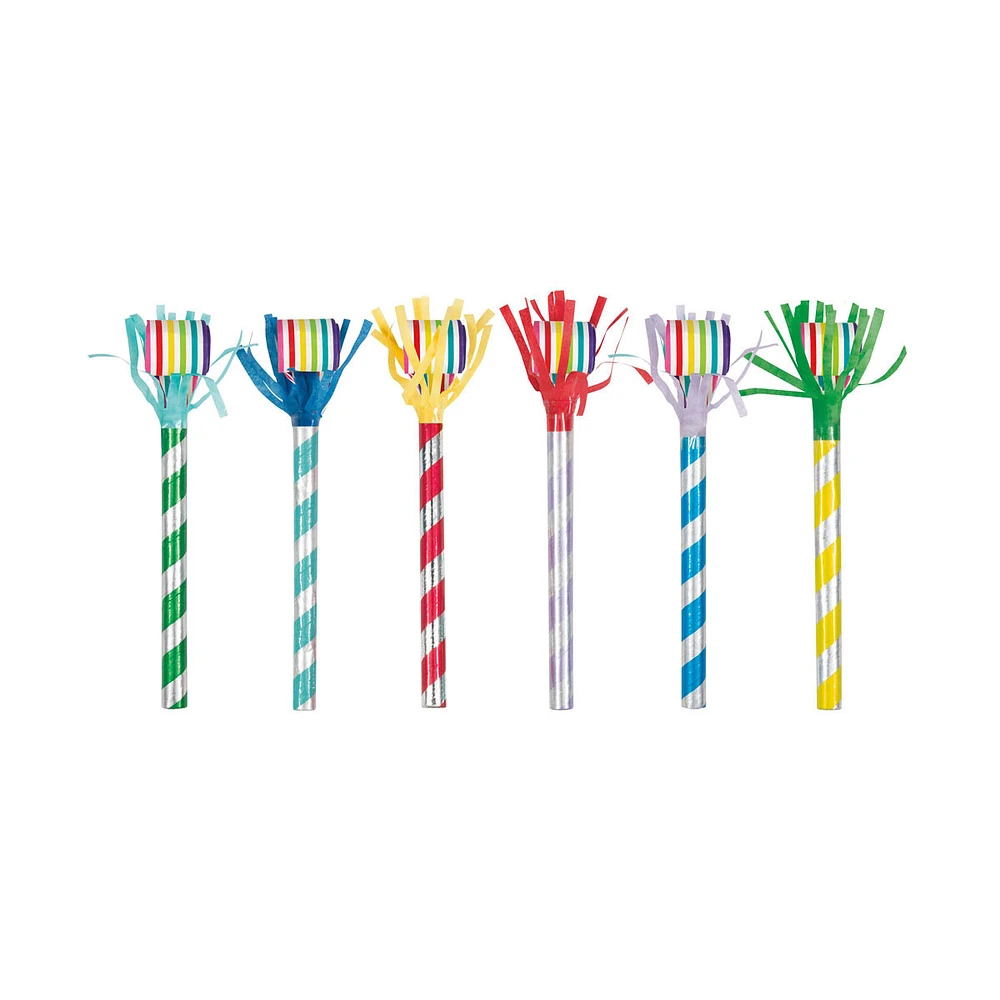 Foil Fringed Party Blowers, 8 Count