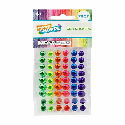 Make Shoppe Gemstone Sticker, Multi-Color, 78 Count, 0.27In