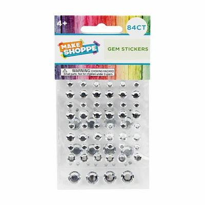 Make Shoppe Gemstone Sticker ,Clear, 84 Count, Multi Size