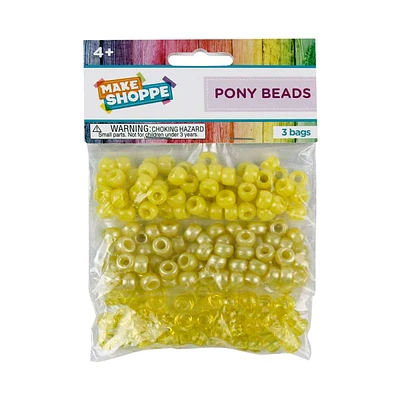 Make Shoppe Pony Beads, Yellow, 1.8oz