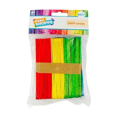 Make Shoppe Normal Craft Sticks, Colored, 80 Count, 0.39 X 4.5In