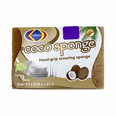 Coco Sponge Hand Grip Scouring Sponges, 2 Pack