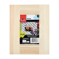 Plaid Unpainted Wood Medium Memory Frame with Easel, 4" x 6"