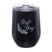 Black and White Celebrate Wine Tumbler, 12 oz.