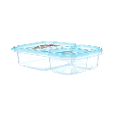 Fresh & Store 3 Compartment Food Storage Container, Blue