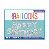 Foil Silver Happy Birthday Letter Balloon Banner Kit