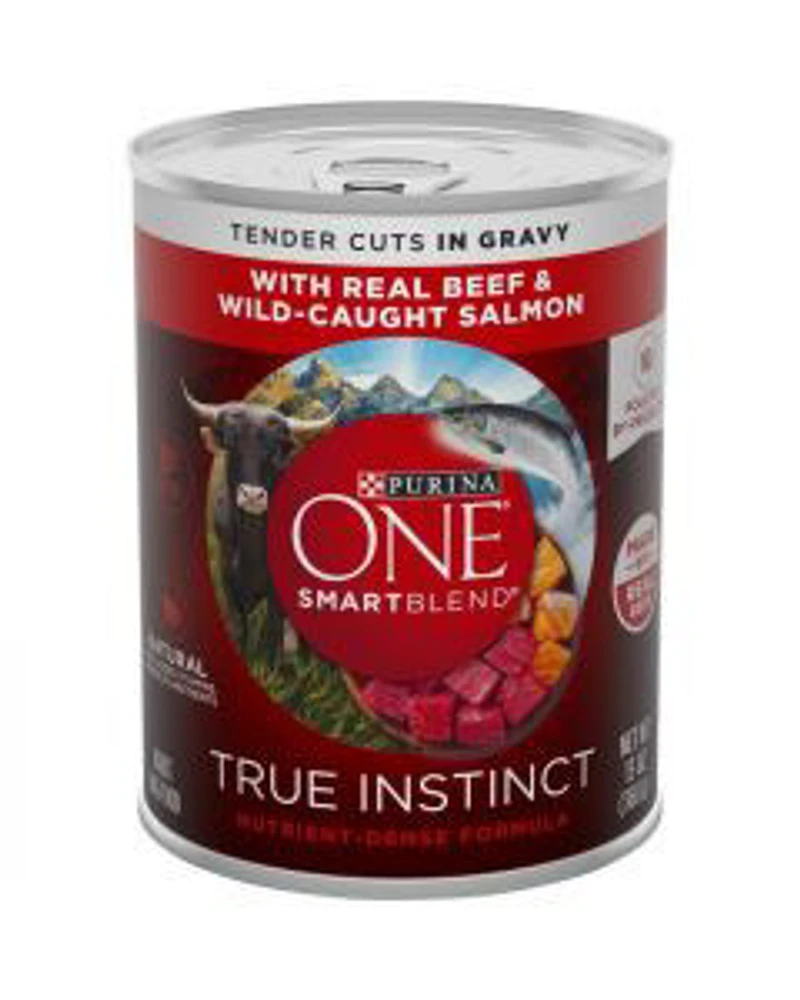 Purina ONE Natural Gravy Wet Dog Food, SmartBlend True Instinct Tender Cuts With Real Beef & Salmon - 13 oz