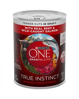 Purina ONE Natural Gravy Wet Dog Food, SmartBlend True Instinct Tender Cuts With Real Beef & Salmon - 13 oz