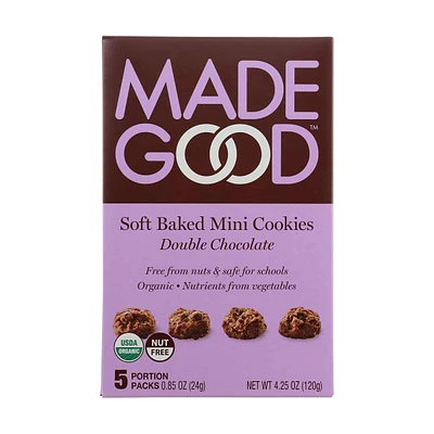 Madegood Double Chocolate Soft Baked Mini Cookies, 5 Packs