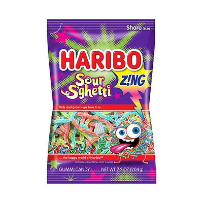 Haribo Sour S'ghetti Z!ng Gummy Candy, 4 oz.