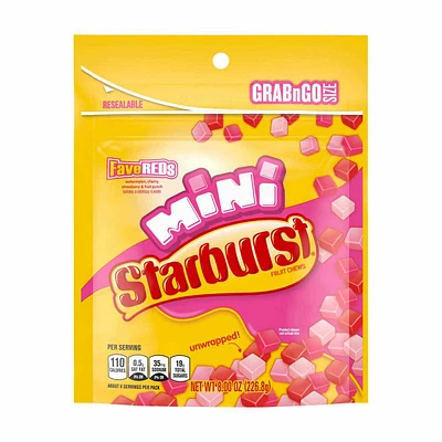 Starburst FaveREDS Minis Fruit Chews Candy Bag, 8 oz.