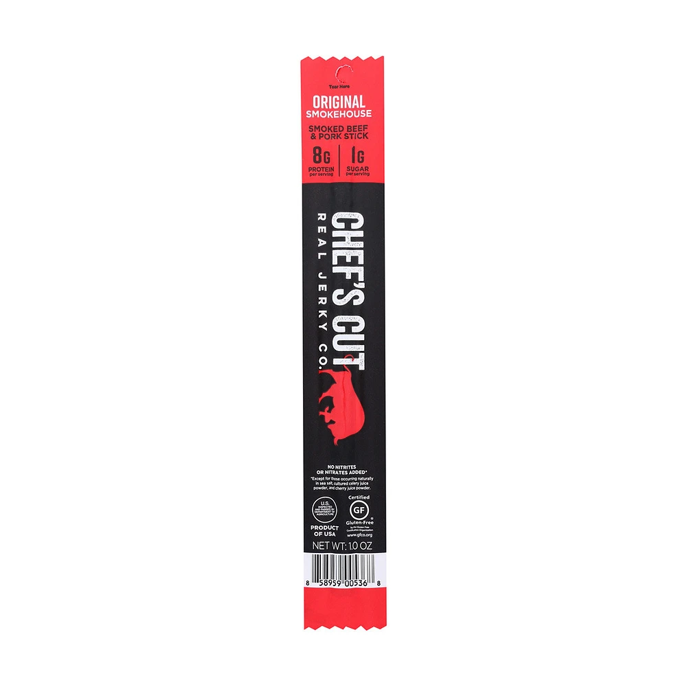 Chef's Cut Original Smokehouse Smoked Pork and Beef Jerky Snack Stick, 1 oz.